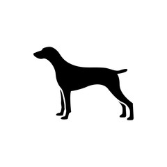 Vector dog silhouette view side for retro logos, emblems, badges, labels template vintage design element. Isolated on white background