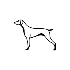 Vector dog silhouette view side for retro logos, emblems, badges, labels template vintage design element. Isolated on white background