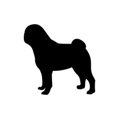 Vector dog silhouette view side for retro logos, emblems, badges, labels template vintage design element. Isolated on white background