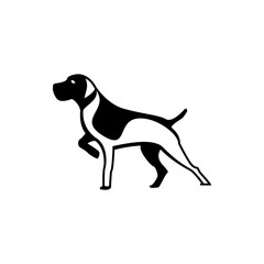 Vector dog silhouette view side for retro logos, emblems, badges, labels template vintage design element. Isolated on white background