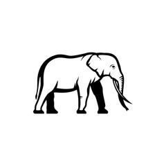 Obraz premium Vector elephant silhouette view side for retro logos, emblems, badges, labels template vintage design element. Isolated on white background