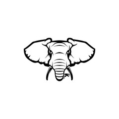 Vector elephant head, face  for retro hipster logos, emblems, badges, labels template and t-shirt vintage design element. Isolated on white background