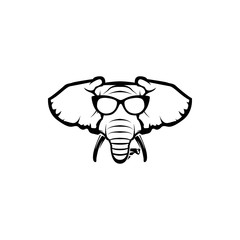 Vector elephant head, face  for retro hipster logos, emblems, badges, labels template and t-shirt vintage design element. Isolated on white background