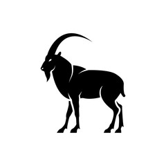 Vector goat silhouette view side for retro logos, emblems, badges, labels template vintage design element. Isolated on white background