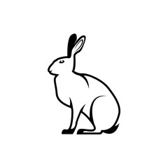 Vector hare silhouette view side for retro logos, emblems, badges, labels template vintage design element. Isolated on white background