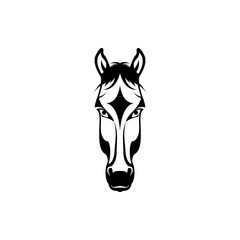 Vector horse head, face  for retro hipster logos, emblems, badges, labels template and t-shirt vintage design element. Isolated on white background