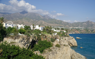 Fototapeta na wymiar A view from Balcon de Europa, Nerja, Malaga province, Andalusia, Spain 