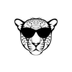 Vector leopard head, face  for retro logos, emblems, badges, labels template and t-shirt vintage design element. Isolated on white background