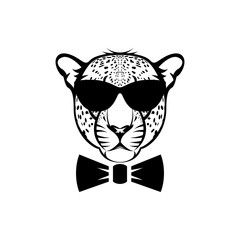 Vector leopard head, face  for retro logos, emblems, badges, labels template and t-shirt vintage design element. Isolated on white background