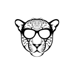 Vector leopard head, face  for retro logos, emblems, badges, labels template and t-shirt vintage design element. Isolated on white background