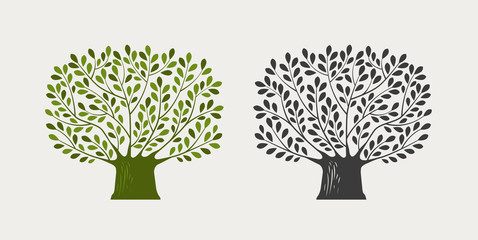 Tree logo or symbol. Nature, ecology, environment icon. Vector illustration