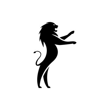 Vector lion silhouette view side for retro logos, emblems, badges, labels template vintage design element. Isolated on white background