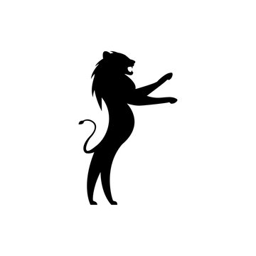 Vector lion silhouette view side for retro logos, emblems, badges, labels template vintage design element. Isolated on white background
