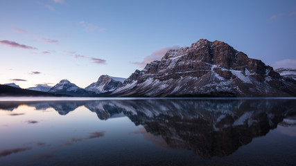 Fototapeta na wymiar Bow Lake Reflection before Sunrise, Banff National Park