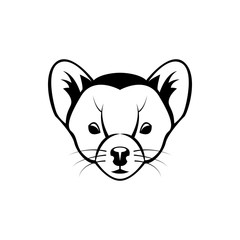 Vector marten head, face  for retro logos, emblems, badges, labels template and t-shirt vintage design element. Isolated on white background