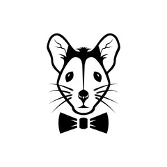 Vector mouse head, face  for retro logos, emblems, badges, labels template and t-shirt vintage design element. Isolated on white background