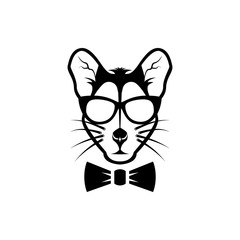 Vector mouse head, face  for retro logos, emblems, badges, labels template and t-shirt vintage design element. Isolated on white background