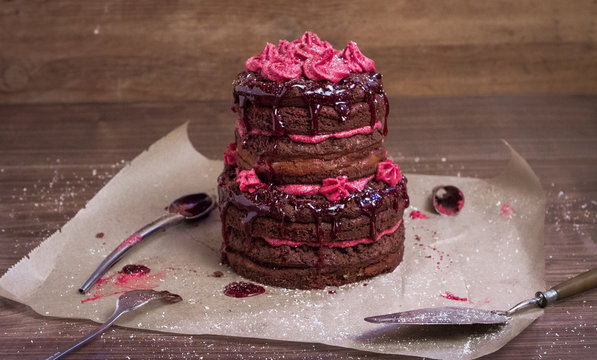 Russische Zupftorte mit Kirsch Creme und Sirup