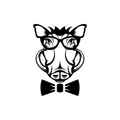 Vector warthog head, face  for retro logos, emblems, badges, labels template and t-shirt vintage design element. Isolated on white background