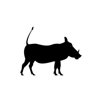 recommend clip art: Vector warthog silhouette view side for retro logos, emblems, badges, labels template vintage design element. Isolated on white background