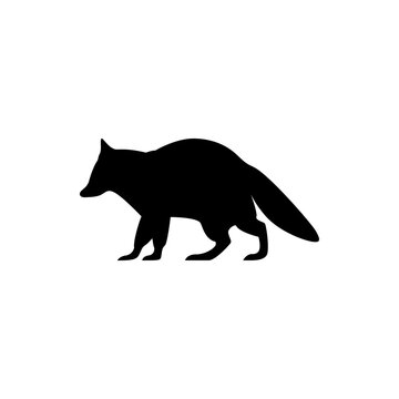 recommend clip art: Vector raccoon silhouette view side for retro logos, emblems, badges, labels template vintage design element. Isolated on white background