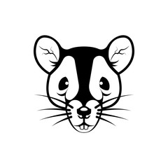 Vector rat head, face  for retro logos, emblems, badges, labels template and t-shirt vintage design element. Isolated on white background