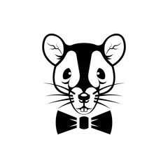 Vector rat head, face  for retro logos, emblems, badges, labels template and t-shirt vintage design element. Isolated on white background