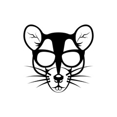 Vector rat head, face  for retro logos, emblems, badges, labels template and t-shirt vintage design element. Isolated on white background