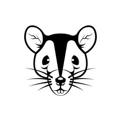 Vector rat head, face  for retro logos, emblems, badges, labels template and t-shirt vintage design element. Isolated on white background