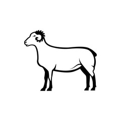 Vector ram silhouette view side for retro logos, emblems, badges, labels template vintage design element. Isolated on white background