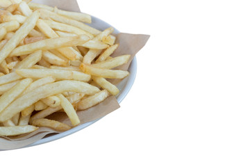 Homemade french fries potatoes isolated on white background