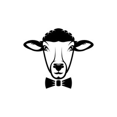Vector sheep head, face  for retro logos, emblems, badges, labels template and t-shirt vintage design element. Isolated on white background
