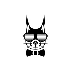 Vector squirrel head, face  for retro logos, emblems, badges, labels template and t-shirt vintage design element. Isolated on white background
