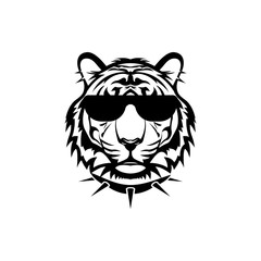 Vector tiger head, face  for retro logos, emblems, badges, labels template and t-shirt vintage design element. Isolated on white background