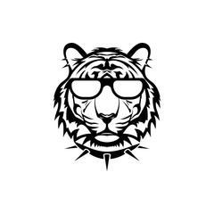 Vector tiger head, face  for retro logos, emblems, badges, labels template and t-shirt vintage design element. Isolated on white background