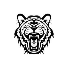 Vector tiger head, face  for retro logos, emblems, badges, labels template and t-shirt vintage design element. Isolated on white background