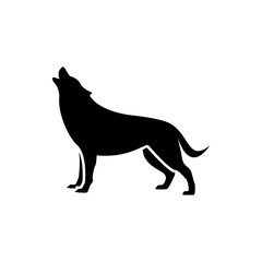 Vector wolf silhouette view side for retro logos, emblems, badges, labels template vintage design element. Isolated on white background