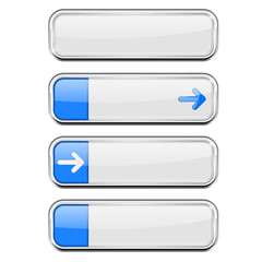 White buttons with blue tags
