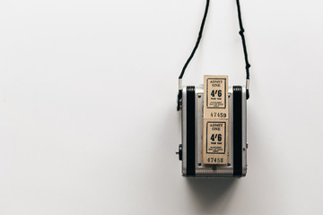 Vintage tickets and camera with copyspace - horiaontal