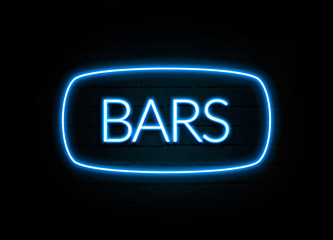 Bars  - colorful Neon Sign on brickwall