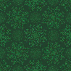 Seamless Mandala Pattern over green