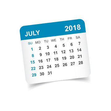 July 2018 calendar. Calendar sticker design template. Week starts on Sunday. Business vector illustration.