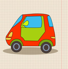 on the background of a sheet of paper car, child, vector