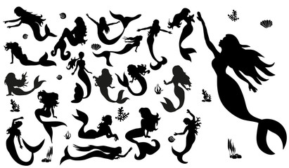Fototapeta na wymiar silhouette of a mermaid, collection