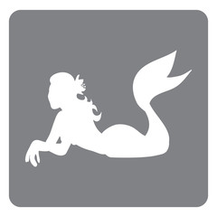 isolated icon, silhouette of a mermaid