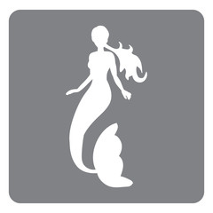 vector, isolated icon, silhouette of a mermaid