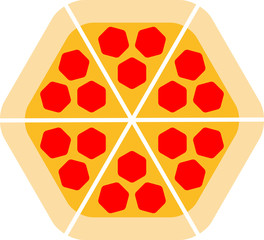 polygon pizza salami form sechseckig scheiben lecker hunger essen logo design cool