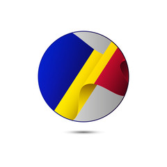 Fototapeta premium Andorra flag button with shadow on a white background. Vector illustration.