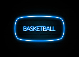 Basketball  - colorful Neon Sign on brickwall