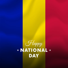 Banner or poster of Andorra National Day celebration. Waving flag. Vector illustration.